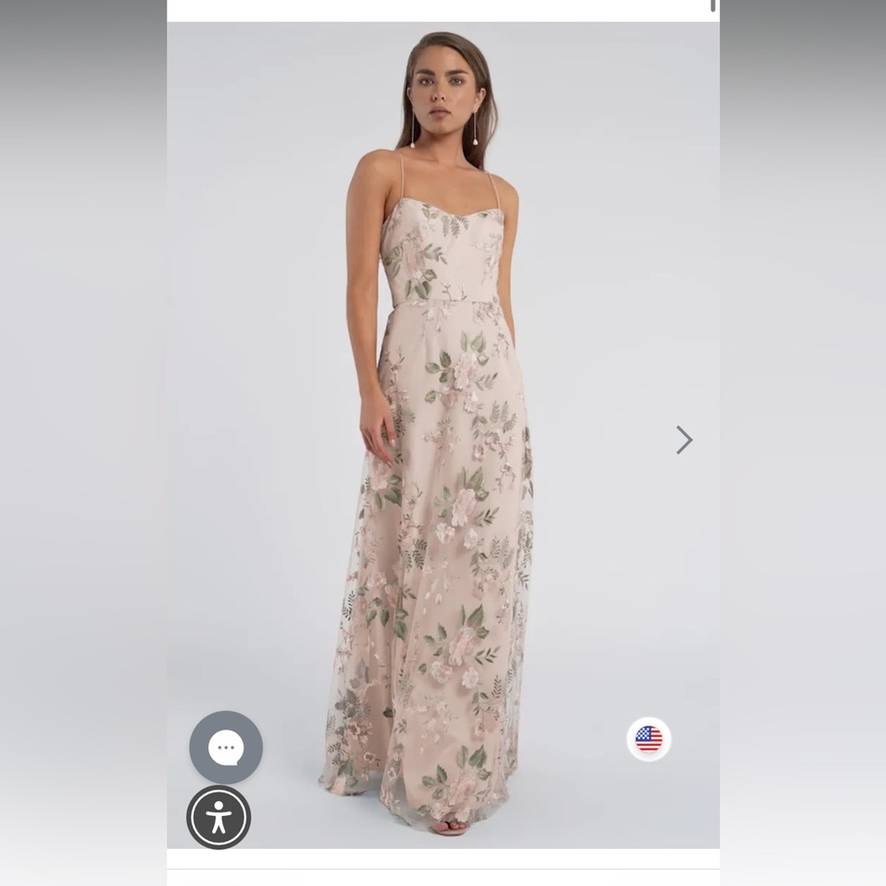 Jenny Yoo Enchanted Floral Blush Sand Dune Bridesmaid Dress